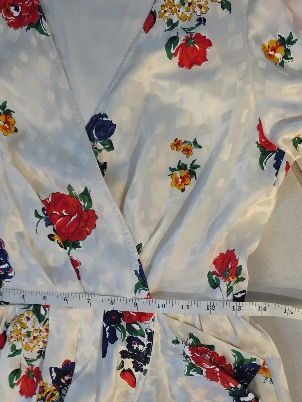 Tory Burch Ivory Tea Rose Printed Silk Wrap Dress